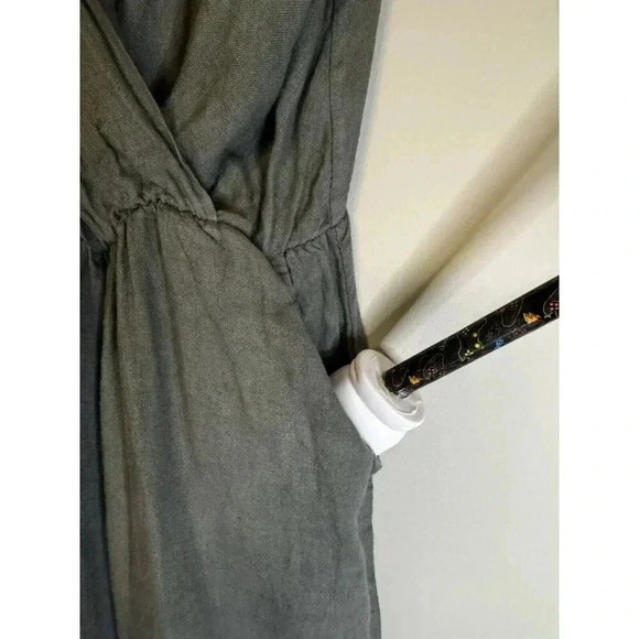 Anna Melani 100% Linen Tank Jumpsuit Pockets Made In Italy Gray With Pockets - Picture 4 of 9